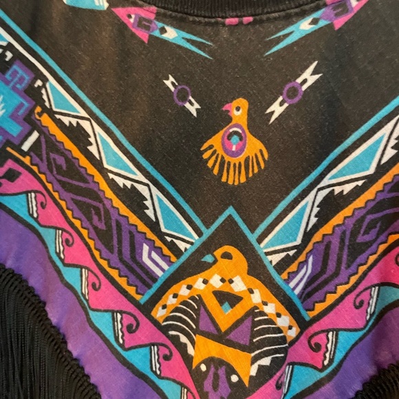 Vintage 80s Hazelwood Southwestern Navajo Tassel, beads, fringe cowgirl shirt - Picture 3 of 5